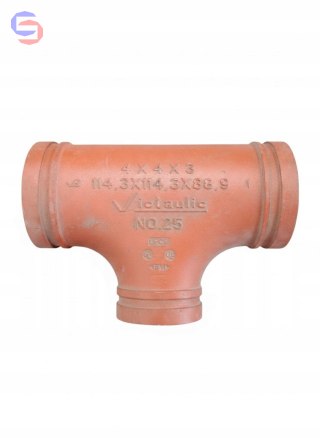 Victaulic NO 25 Trójnik redukcyjny malowany 114,3x114,3x88,9mm DN100xDN80 żeliwo