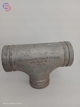 Victaulic NO 25 Trójnik redukcyjny ocynk 88,9x88,9x76,1mm DN80xDN65 żeliwo