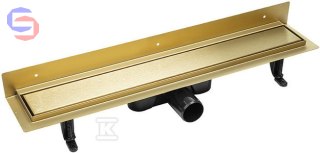 LAVEO BASSO Odpływ liniowy przyścienny 80 cm złoty