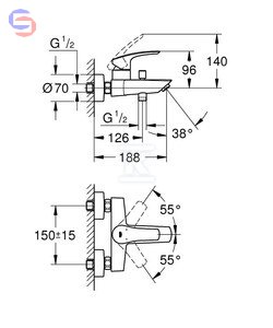GROHE EUROSMART Bateria wannowa jednouchwytowa 35mm SilkMove