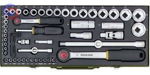 PROXXON Zestaw kluczy nasadowych 1/2" i 1/4" 56 cz.
