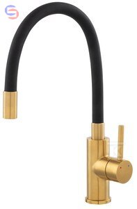 FERRO ZUMBA INOX Bateria Zlewozmywakowa Elastyczny Wylew Złoty Stal 2.04kg