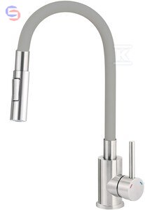 DEANTE LUNO Bateria zlewozmywakowa stal-szara gięta wylewka 2-funkcyjna