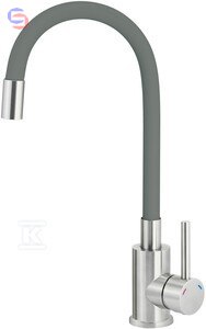 DEANTE LUNO Bateria zlewozmywakowa stal antracyt gięta wylewka