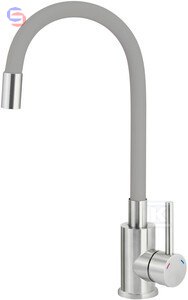 DEANTE LUNO Bateria zlewozmywakowa stal-szara gięta wylewka 0,06x0,21x0,34m