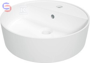 DEANTE ROUND Umywalka nablatowa okrągła Ø42 cm z wyspą na baterię