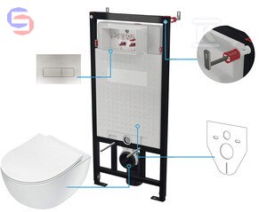 DEANTE Peonia Zestaw WC podtynkowy 6w1 biały stelaż 0,52x0,52x1,2m 46,5kg
