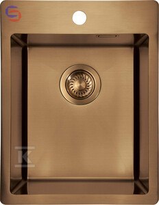 DEANTE OLFATO Zlewozmywak stalowy 1-komorowy 390x505x200mm Brąz szczotkowany