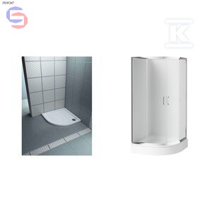 ONNLINE Kabina prysznicowa półokrągła 80x185 cm chrom szkło szron + brodzik 80x80x5 cm