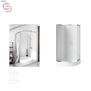 ONNLINE Kabina prysznicowa półokrągła 80x185 cm chrom szkło szron + brodzik akrylowy 16x80x80x5 cm