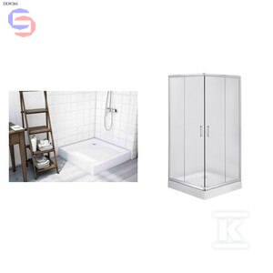 ONNLINE Kabina prysznicowa kwadratowa 90x185 cm chrom szkło szron + brodzik akrylowy 16x90x90x5 cm