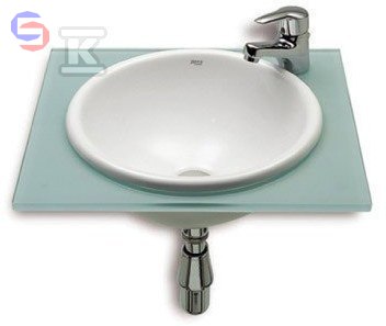 ROCA FORO Umywalka blatowa 36cm z korkiem click-clack biały połysk