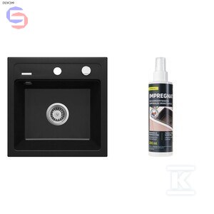 DEANTE Zorba Nero Zlewozmywak granitowy 1-komorowy + impregnat 200ml