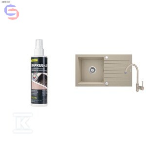 DEANTE ZORBA Zlewozmywak granitowy 1-komorowy 760x440x150 + bateria Nemezja + impregnat 200ml
