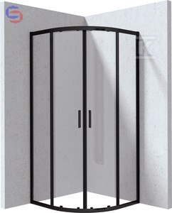 ONNLINE NEW Kabina prysznicowa półokrągła 90x195 cm Nero Transparent