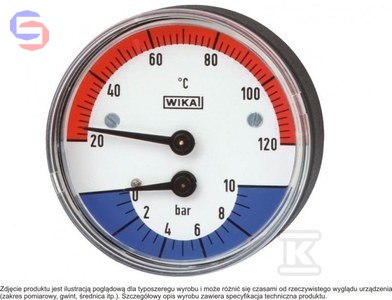 TERMOMANOMETR WP63T R1/2 0,6MPA/120ST.C WIKA