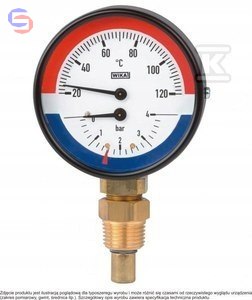 TERMOMANOMETR WP80R R1/2 0,6MPA/120ST.C WIKA