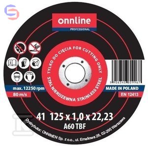 ONNLINE Tarcza INOX 125x1,0x22 mm do cięcia stali nierdzewnej