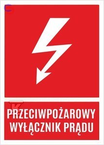 ONNLINE NOZ 74x105mm Tablica samoprzylepna PPOŻ Wyłącznik prądu