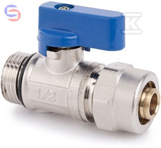 VALVEX MINI Zawór kulowy mosiężny niebieski G1/2 PEX/AL 16x2