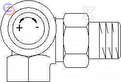 OVENTROP AV9 Zawór termostatyczny DN15 1/2" narożny lewy