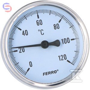 FERRO Termometr bimetalowy 63 mm 1/2" axialny 0-120°C