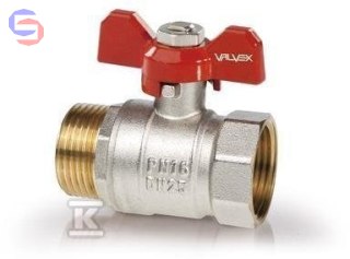 VALVEX ORO Zawór kulowy niklowany GW/Z 1/2" motylek aluminiowy