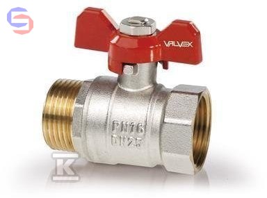 VALVEX ORO Zawór kulowy niklowany GW/Z 1/2" motylek aluminiowy