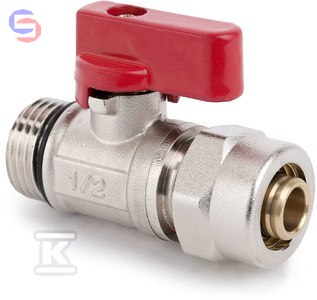VALVEX MINI Zawór kulowy mosiężny G1/2 z oringiem i złączką PEX/AL 16×2