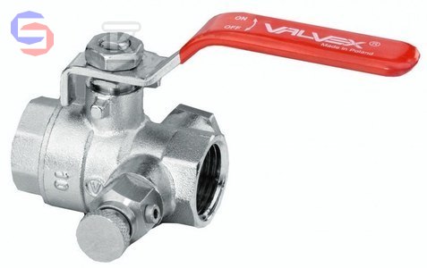 VALVEX ONYX Zawór kulowy niklowany 1 1/4" z korkiem spustowym i dławikiem