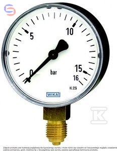 WIKA 111.10.100 Manometr M20x1,5 0-16BAR Stal 0,32kg