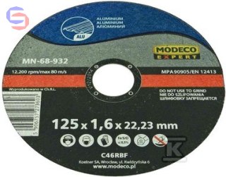 MODECO EXPERT Tarcza do cięcia aluminium 125x1.6x22.23 mm płaska