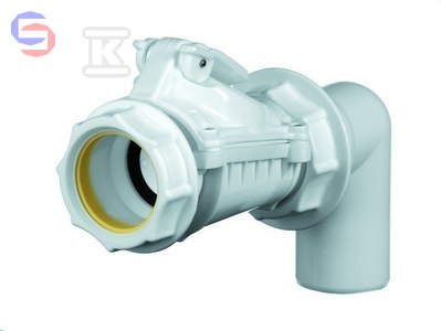 KARMAT Zasuwa burzowa PP DN50 wersja C biała z kolanem