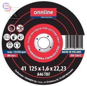 ONNLINE Tarcza INOX 125x1,6x22 mm 0,048kg