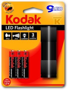 KODAK Latarka 9LED + 3xLR3 czarna 135x100x10mm 0,073kg