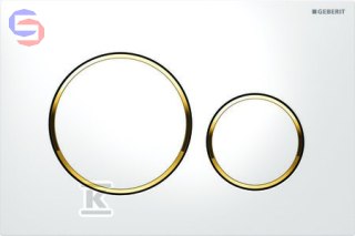 Geberit Sigma20 Przycisk spłukujący przedni biały-złoty-biały 0.388kg