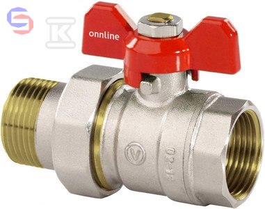 ONNLINE Zawór kulowy mosiężny 1/2" GW/Śrubunek PN16 16 bar