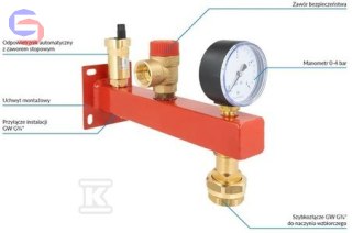 AFRISO BSS Grupa bezpieczeństwa 3/4" zawór 3 bar manometr szybkozłącze