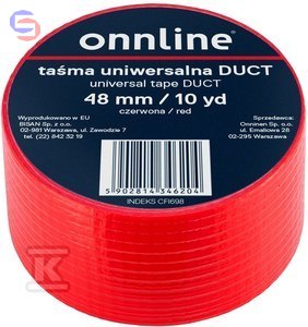 ONNLINE Taśma DUCT 48mm x 10YD czerwona 0,08kg