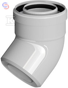 ONNLINE Kolano koncentryczne PP-AL 45° DN80/125 z uszczelką EPDM