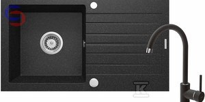 DEANTE ZORBA Zlewozmywak granitowy 1-komorowy 760x440x150 mm + bateria Nemezja