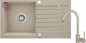 DEANTE ZORBA Zlewozmywak granitowy 1-komorowy 760x440x150 mm z baterią Nemezja