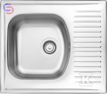 DEANTE TECHNO Zlew stalowy 1-komorowy 58x51x15 cm z ociekaczem 3,5"
