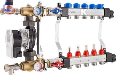 KAN-therm MANIFOLDS INOX FLOW Rozdzielacz z układem mieszającym 7 obwodów 0,14x0,36x0,79m 9,6kg