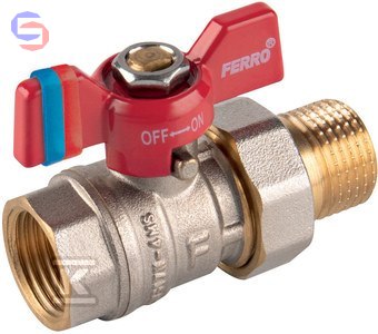 FERRO F-COMFORT Kurek kulowy mosiężny DN15 1/2" GW/ŚR z motylkiem