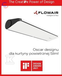 FLOWAIR SLIM W-100 Kurtyna drzwiowa wodna 1,2-12,1kW 1m biała RAL9003