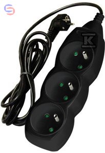 ONNLINE Przedłużacz 3 gniazda 3m czarny OPP09