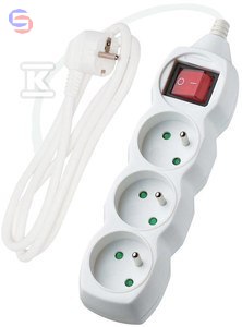 ONNLINE Przedłużacz 3 gniazda z wyłącznikiem 1,5m biały