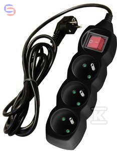 ONNLINE Przedłużacz 3 gniazda z wyłącznikiem 5m czarny OPP17