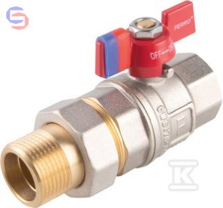 FERRO F-POWER Zawór kulowy mosiężny 3/4" GW z śrubunkiem motylkowym